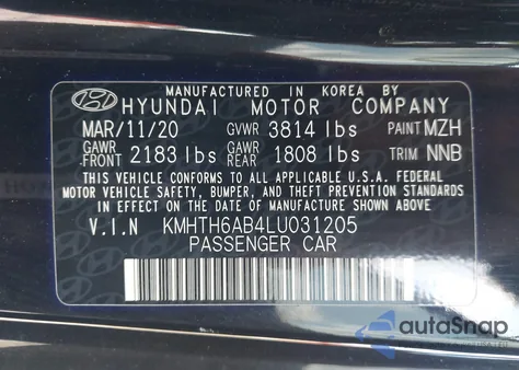 2020 Hyundai Veloster Turbo R-Spec from USA, damaged, VIN KMHTH6AB4LU031205